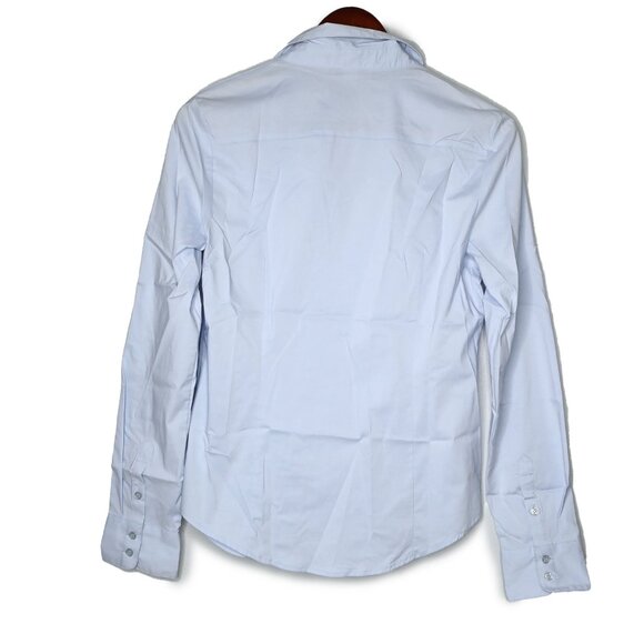 Forever 21 Stretch Poplin Dress Shirt Collared Office Button Down Light Blue - Picture 3 of 8
